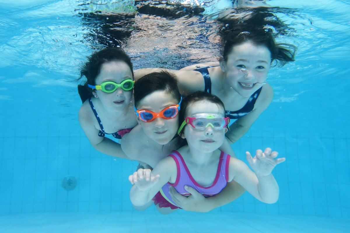 Children swimming underwater